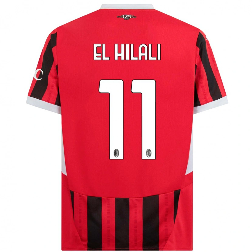 Danxen Børn Youns El Hilali #11 Rød Sort Hjemmebane Spillertrøjer 2024/25 Trøje T-Shirt