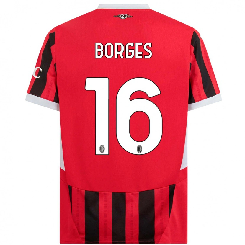 Danxen Børn Lenny Borges #16 Rød Sort Hjemmebane Spillertrøjer 2024/25 Trøje T-Shirt