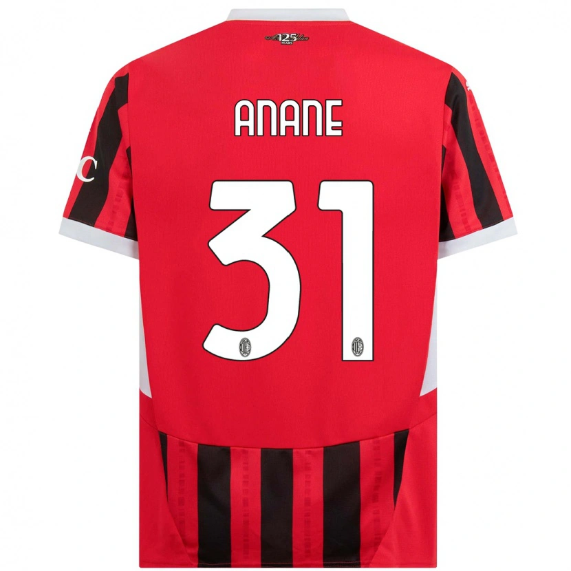 Danxen Børn Emmanuel Anane #31 Rød Sort Hjemmebane Spillertrøjer 2024/25 Trøje T-Shirt