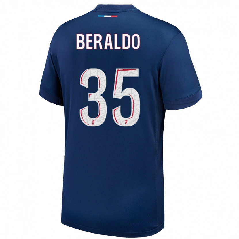 Danxen Børn Lucas Beraldo #35 Marineblå Hvid Hjemmebane Spillertrøjer 2024/25 Trøje T-Shirt