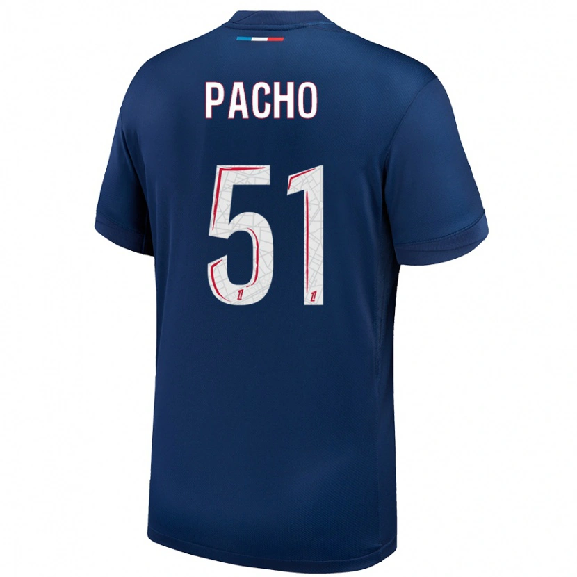 Danxen Børn Willian Pacho #51 Marineblå Hvid Hjemmebane Spillertrøjer 2024/25 Trøje T-Shirt