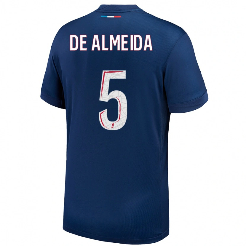 Danxen Børn Élisa De Almeida #5 Marineblå Hvid Hjemmebane Spillertrøjer 2024/25 Trøje T-Shirt