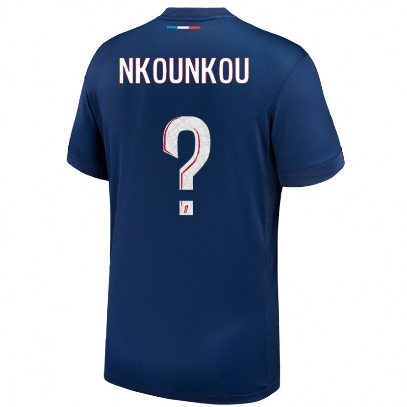 Danxen Børn Desthy Nkounkou #0 Marineblå Hvid Hjemmebane Spillertrøjer 2024/25 Trøje T-Shirt