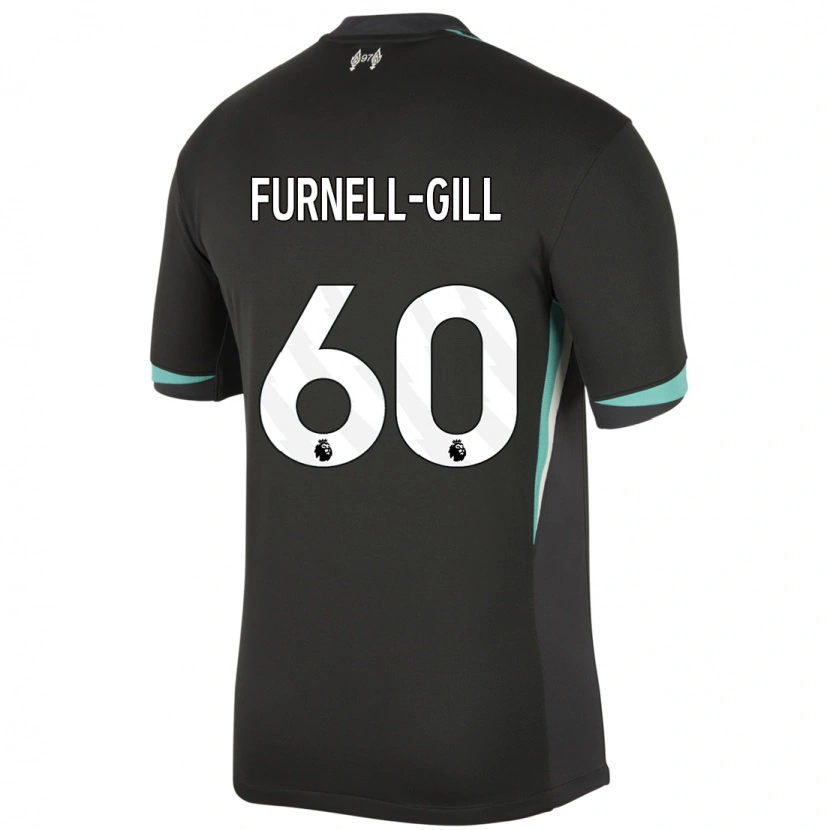 Danxen Børn Luca Furnell-Gill #60 Sort Antracit Hvid Udebane Spillertrøjer 2024/25 Trøje T-Shirt