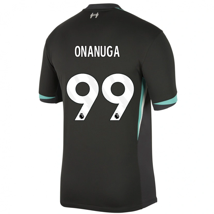 Danxen Børn Fola Onanuga #99 Sort Antracit Hvid Udebane Spillertrøjer 2024/25 Trøje T-Shirt