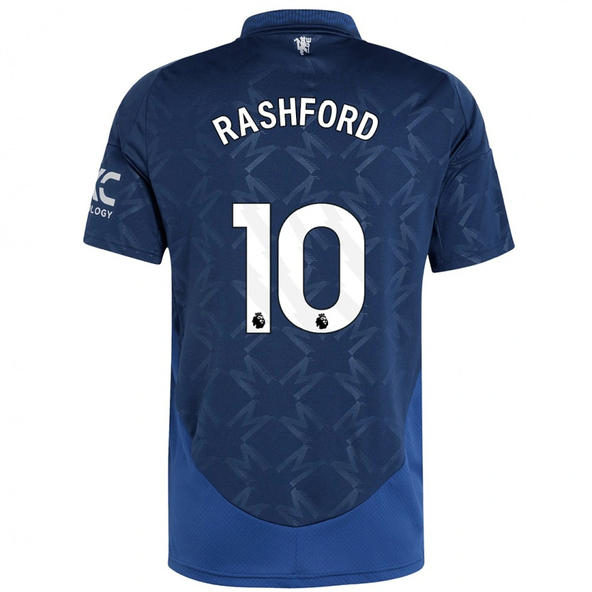 Danxen Børn Marcus Rashford #10 Indigo Udebane Spillertrøjer 2024/25 Trøje T-Shirt
