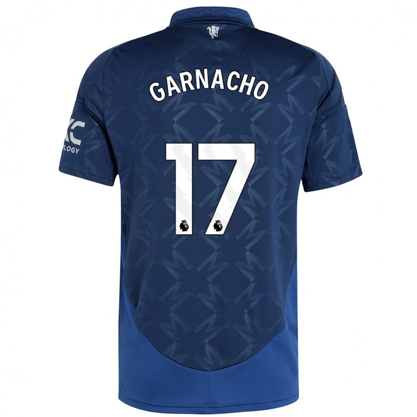 Danxen Børn Alejandro Garnacho #17 Indigo Udebane Spillertrøjer 2024/25 Trøje T-Shirt