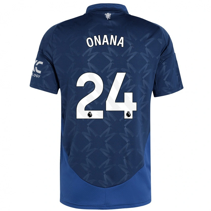 Danxen Børn André Onana #24 Indigo Udebane Spillertrøjer 2024/25 Trøje T-Shirt