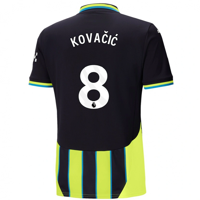 Danxen Børn Mateo Kovacic #8 Blå Gul Udebane Spillertrøjer 2024/25 Trøje T-Shirt