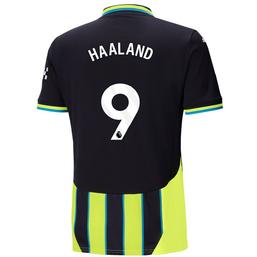 Danxen Børn Erling Haaland #9 Blå Gul Udebane Spillertrøjer 2024/25 Trøje T-Shirt