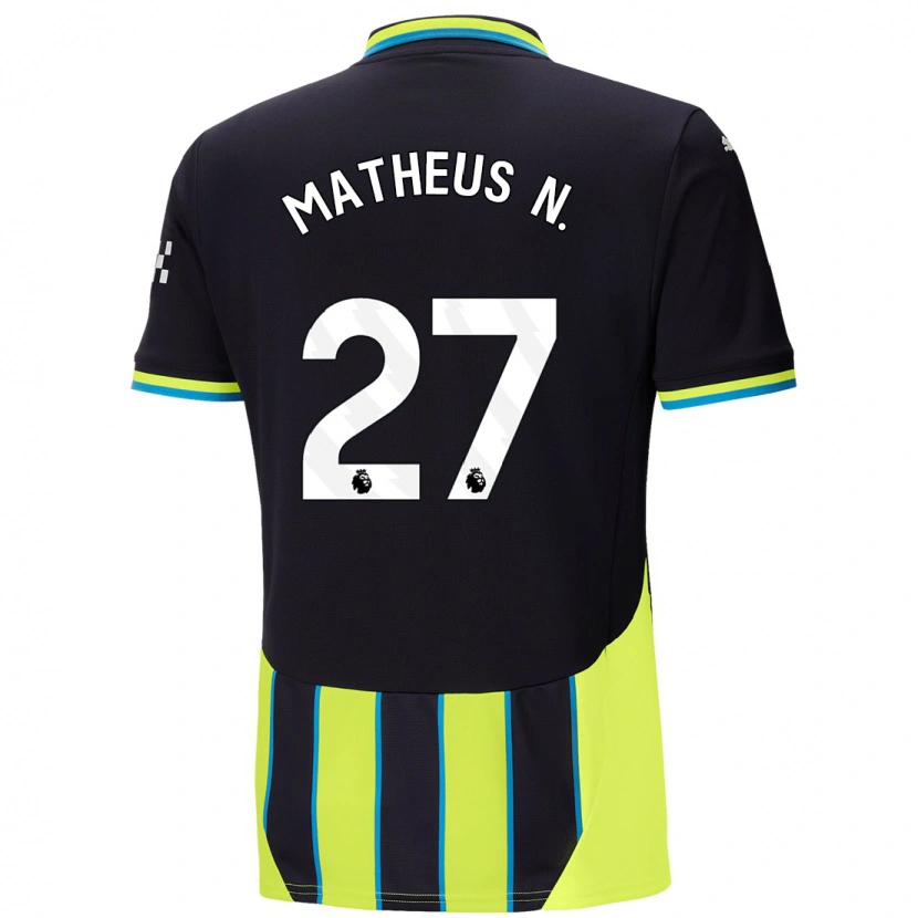 Danxen Børn Matheus Nunes #27 Blå Gul Udebane Spillertrøjer 2024/25 Trøje T-Shirt