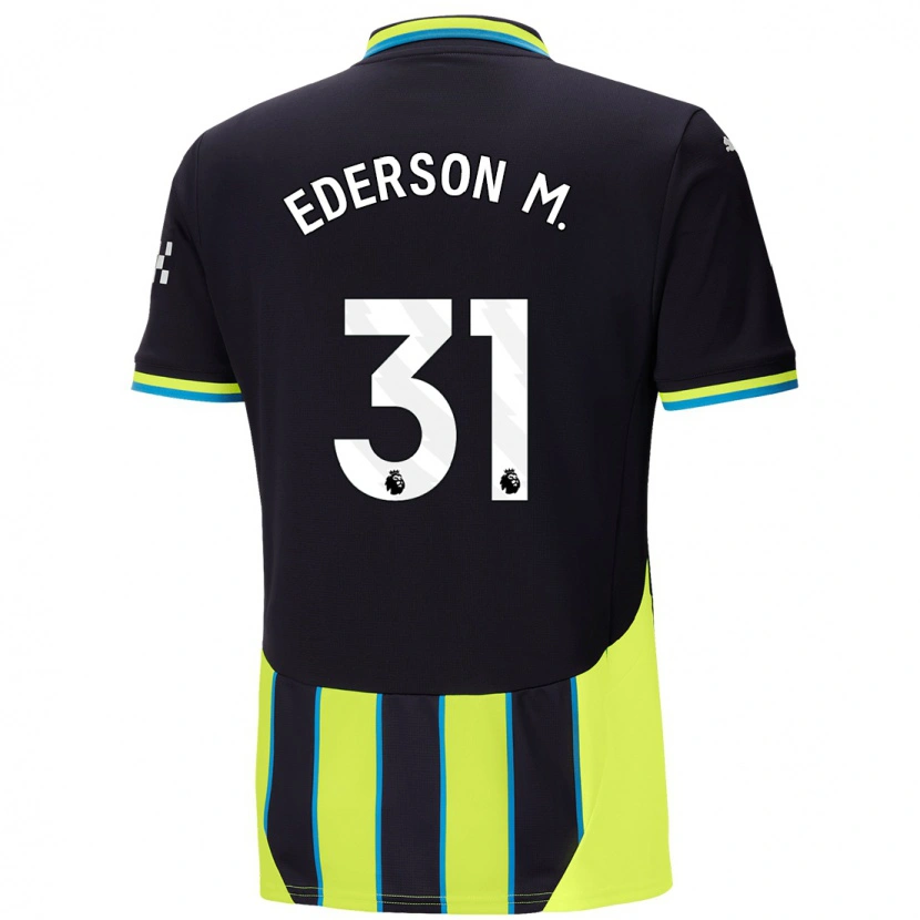 Danxen Børn Ederson #31 Blå Gul Udebane Spillertrøjer 2024/25 Trøje T-Shirt