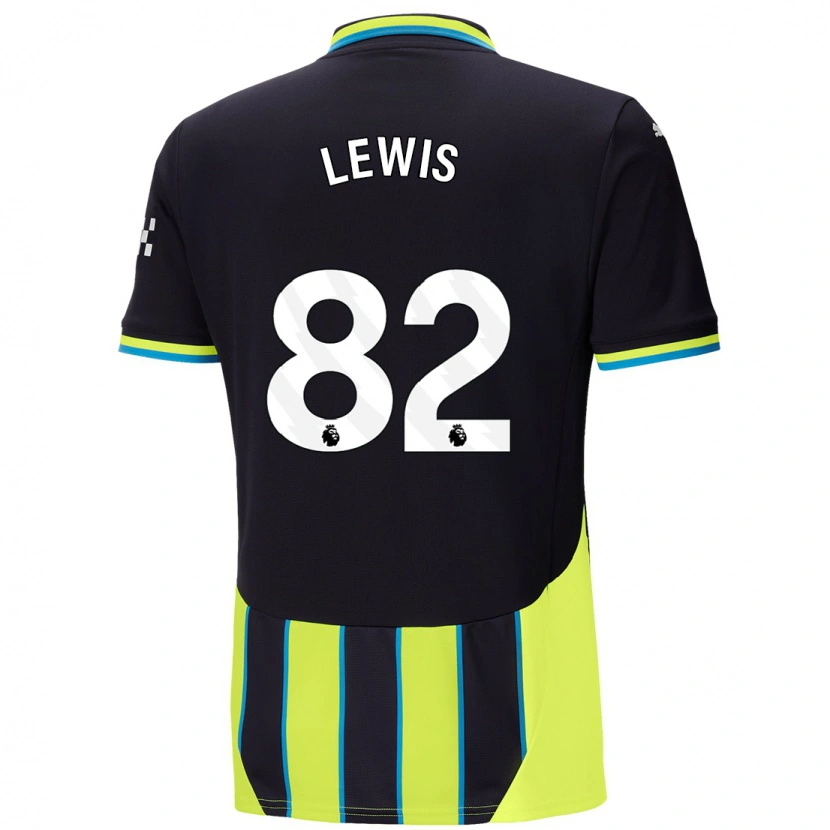 Danxen Børn Rico Lewis #82 Blå Gul Udebane Spillertrøjer 2024/25 Trøje T-Shirt