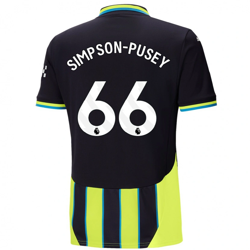 Danxen Børn Jahmai Simpson-Pusey #66 Blå Gul Udebane Spillertrøjer 2024/25 Trøje T-Shirt