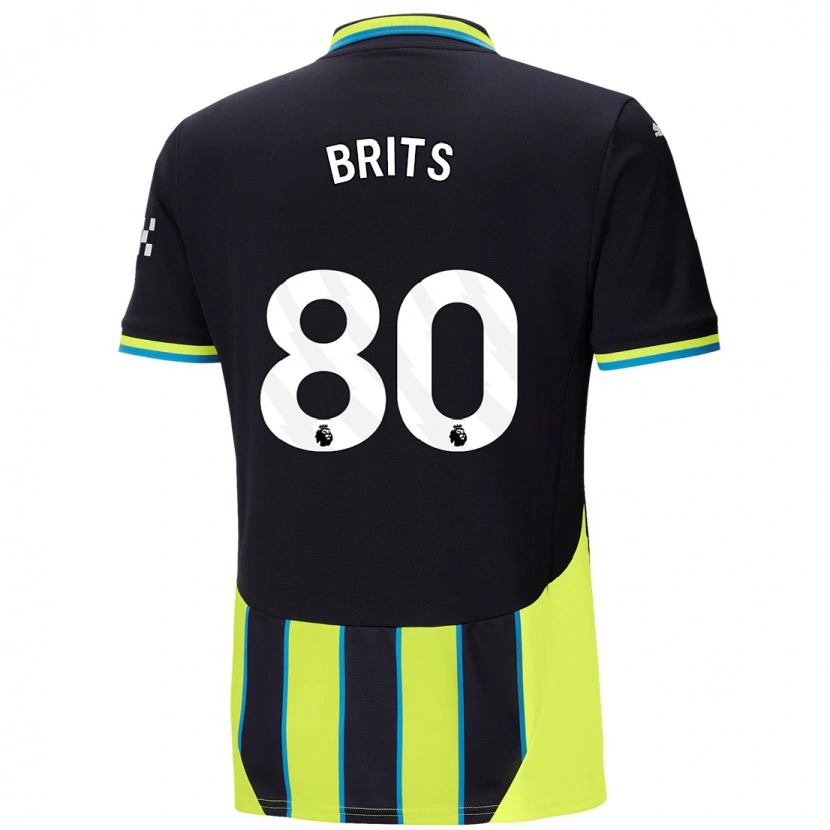 Danxen Børn Spike Brits #80 Blå Gul Udebane Spillertrøjer 2024/25 Trøje T-Shirt