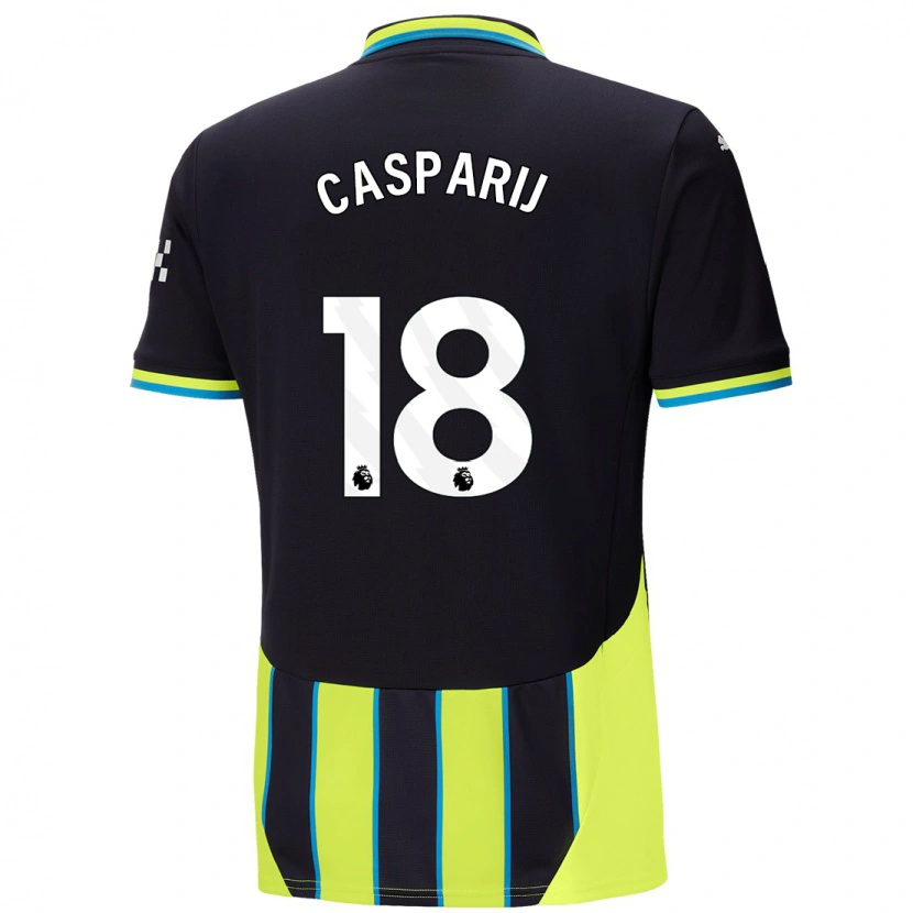 Danxen Børn Kerstin Casparij #18 Blå Gul Udebane Spillertrøjer 2024/25 Trøje T-Shirt