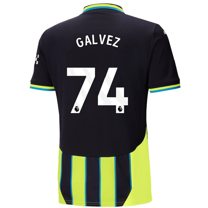 Danxen Børn Tomas Galvez #74 Blå Gul Udebane Spillertrøjer 2024/25 Trøje T-Shirt