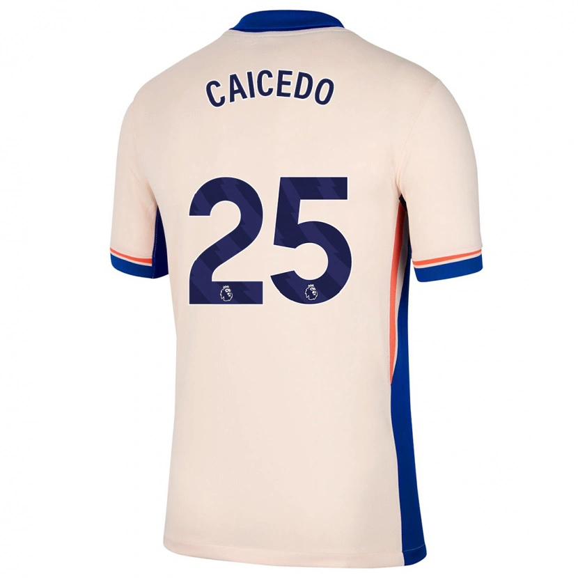 Danxen Børn Moisés Caicedo #25 Lys Beige Udebane Spillertrøjer 2024/25 Trøje T-Shirt