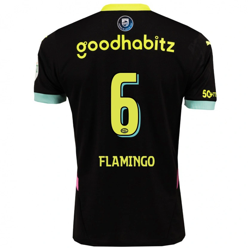 Danxen Børn Ryan Flamingo #6 Sort Gul Udebane Spillertrøjer 2024/25 Trøje T-Shirt