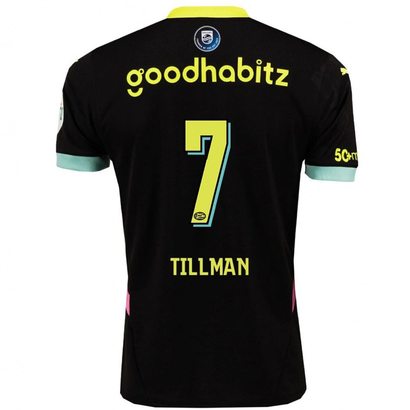 Danxen Børn Malik Tillman #7 Sort Gul Udebane Spillertrøjer 2024/25 Trøje T-Shirt