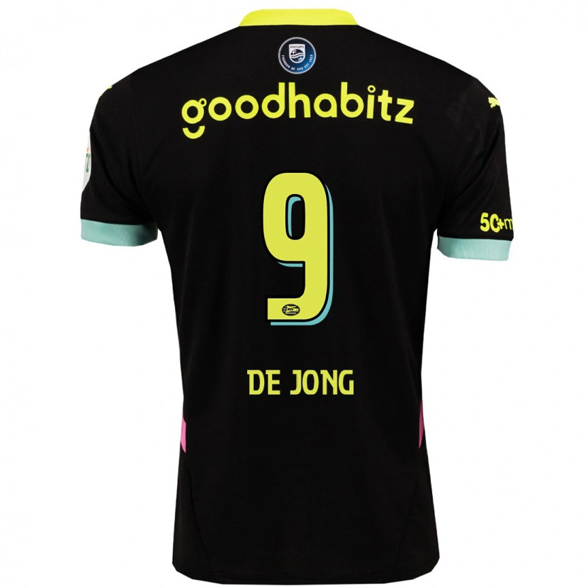 Danxen Børn Luuk De Jong #9 Sort Gul Udebane Spillertrøjer 2024/25 Trøje T-Shirt