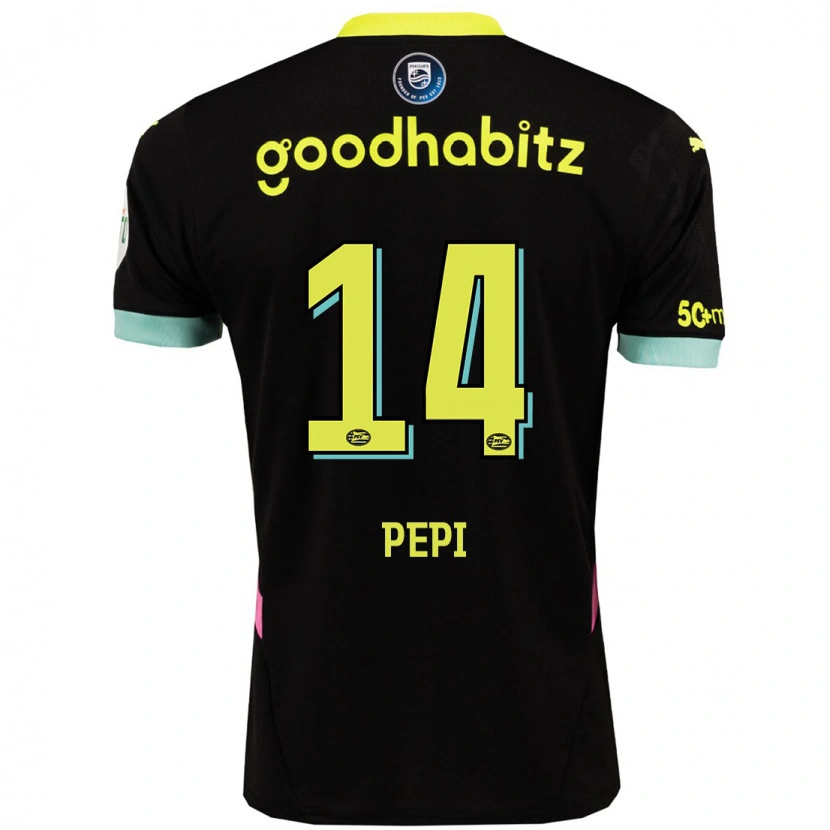 Danxen Børn Ricardo Pepi #14 Sort Gul Udebane Spillertrøjer 2024/25 Trøje T-Shirt