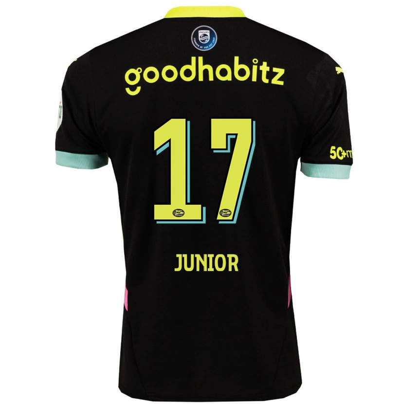 Danxen Børn Mauro Júnior #17 Sort Gul Udebane Spillertrøjer 2024/25 Trøje T-Shirt