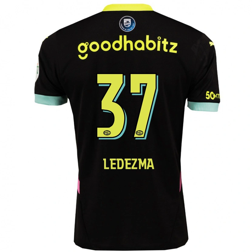 Danxen Børn Richard Ledezma #37 Sort Gul Udebane Spillertrøjer 2024/25 Trøje T-Shirt