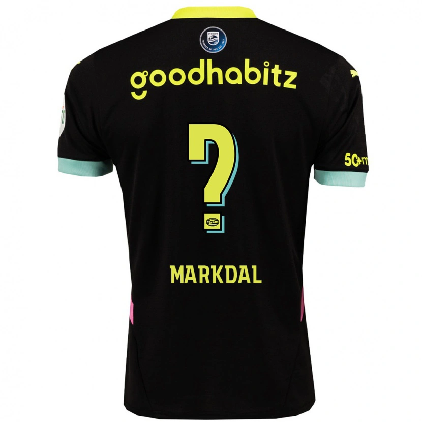 Danxen Børn Mikkel Markdal #0 Sort Gul Udebane Spillertrøjer 2024/25 Trøje T-Shirt
