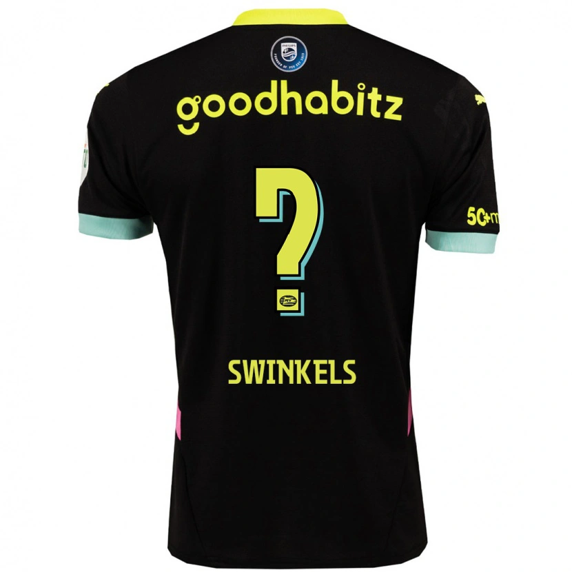 Danxen Børn Michal Swinkels #0 Sort Gul Udebane Spillertrøjer 2024/25 Trøje T-Shirt