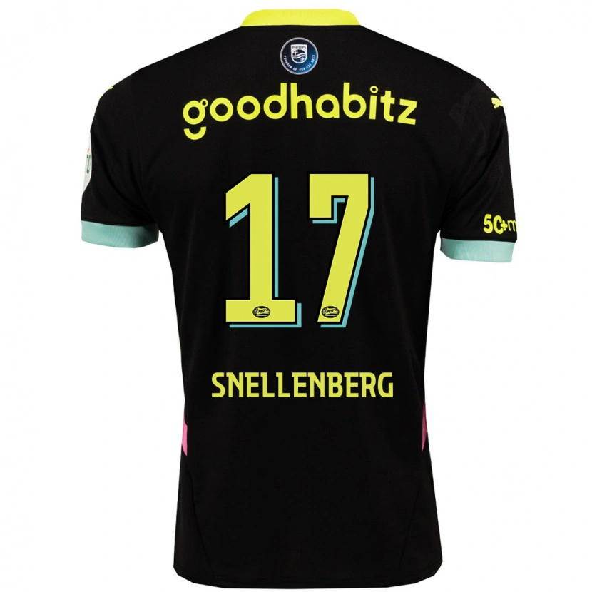 Danxen Børn Maxime Snellenberg #17 Sort Gul Udebane Spillertrøjer 2024/25 Trøje T-Shirt