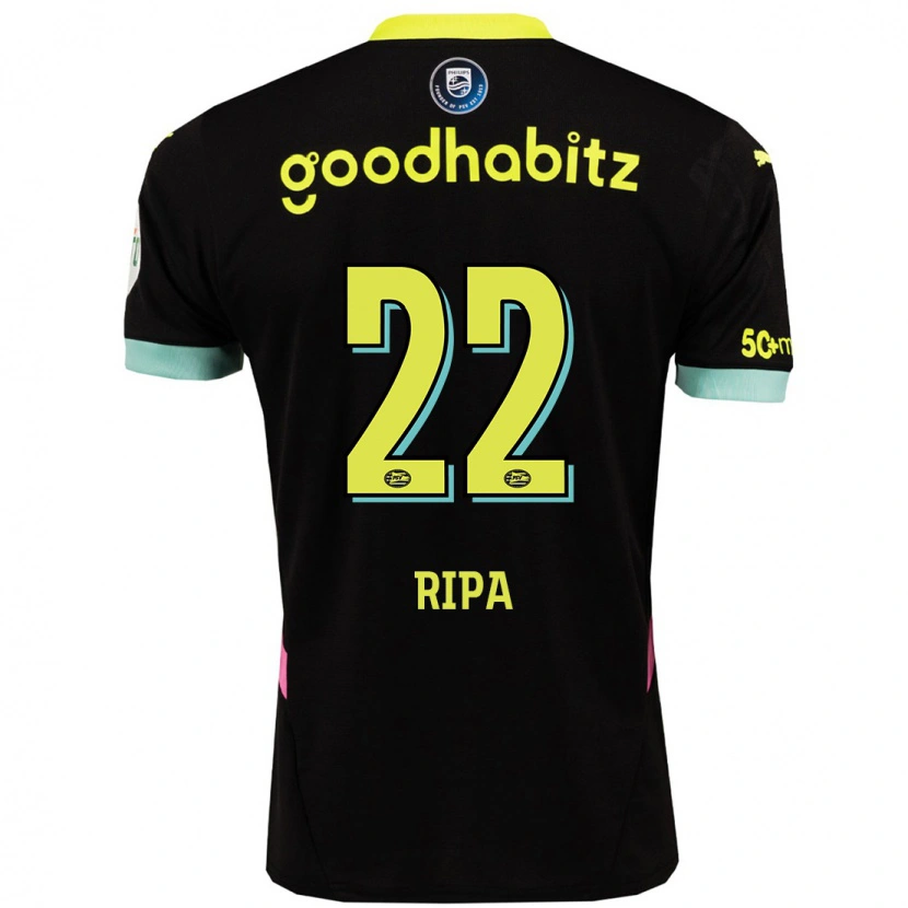 Danxen Børn Chimera Ripa #22 Sort Gul Udebane Spillertrøjer 2024/25 Trøje T-Shirt
