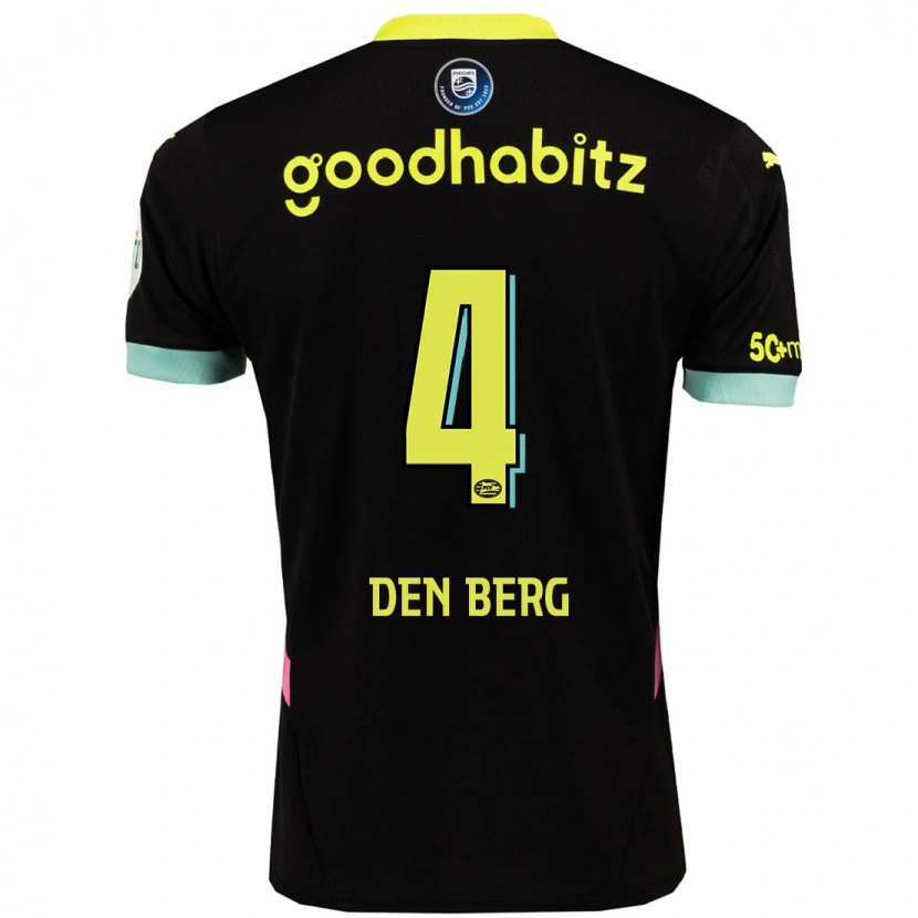 Danxen Børn Mandy Van Den Berg #4 Sort Gul Udebane Spillertrøjer 2024/25 Trøje T-Shirt