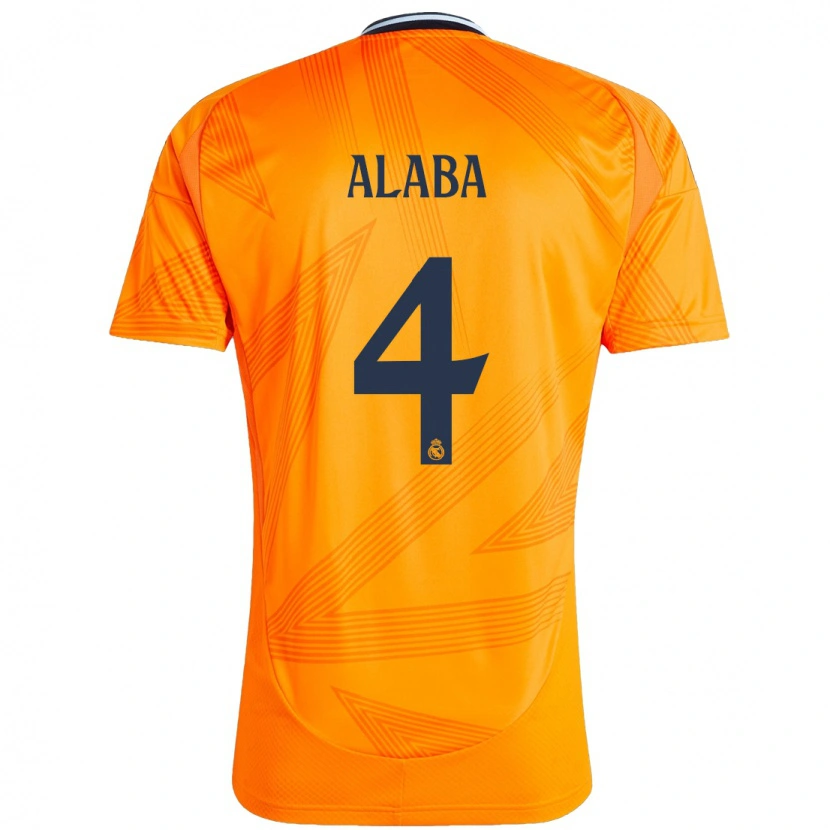 Danxen Børn David Alaba #4 Orange Udebane Spillertrøjer 2024/25 Trøje T-Shirt