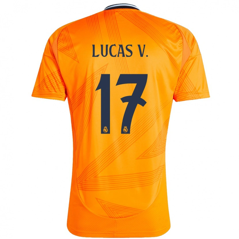 Danxen Børn Lucas Vázquez #17 Orange Udebane Spillertrøjer 2024/25 Trøje T-Shirt