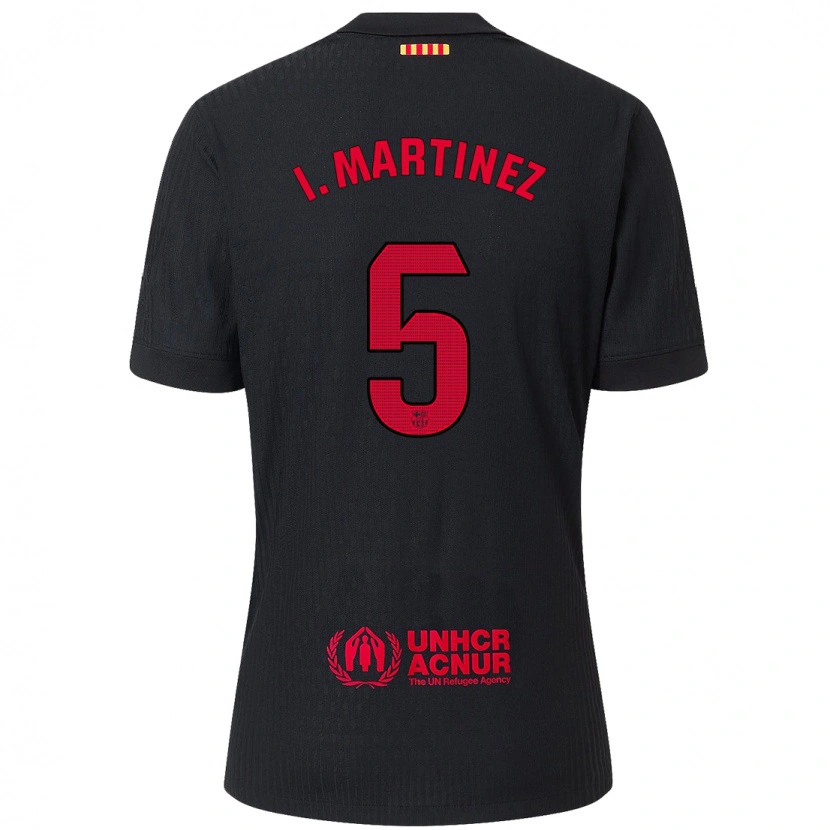 Danxen Børn Iñigo Martínez #5 Sort Rød Udebane Spillertrøjer 2024/25 Trøje T-Shirt
