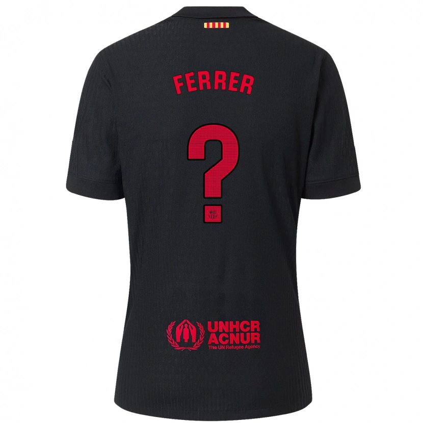 Danxen Børn Dani Ferrer #0 Sort Rød Udebane Spillertrøjer 2024/25 Trøje T-Shirt