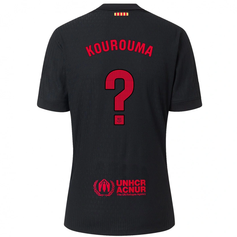 Danxen Børn Baba Kourouma #0 Sort Rød Udebane Spillertrøjer 2024/25 Trøje T-Shirt