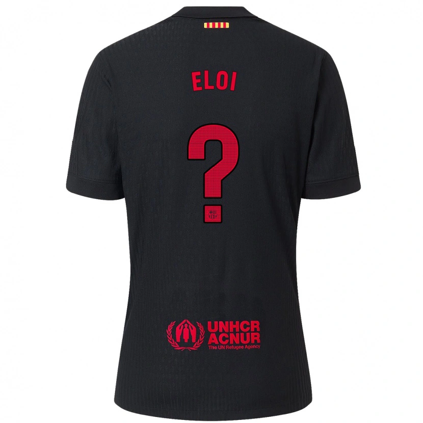 Danxen Børn Eloi Gómez #0 Sort Rød Udebane Spillertrøjer 2024/25 Trøje T-Shirt