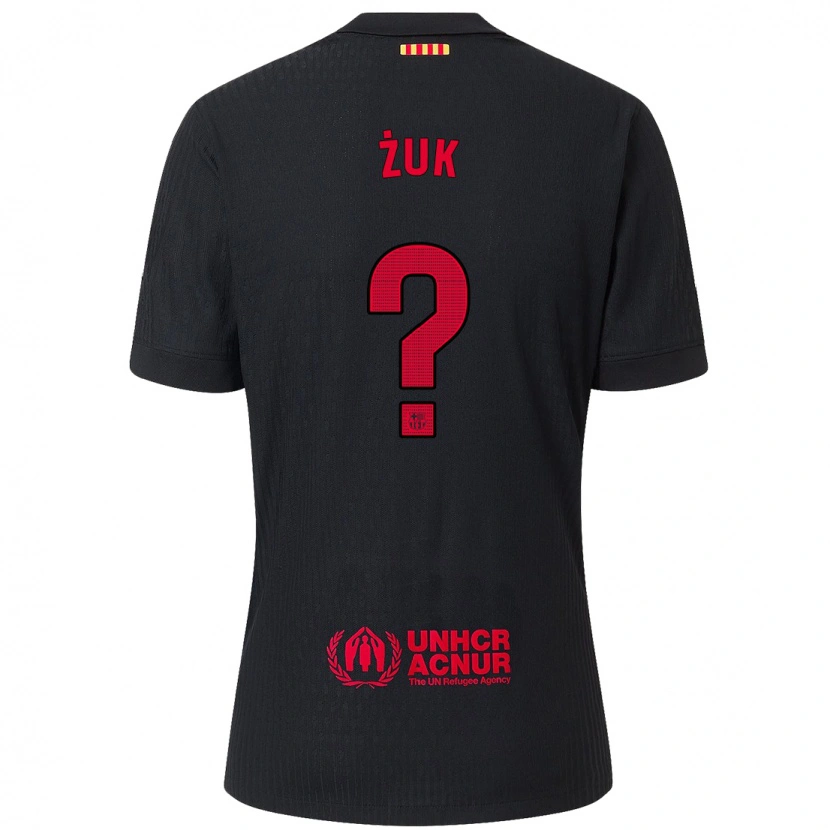 Danxen Børn Michał Żuk #0 Sort Rød Udebane Spillertrøjer 2024/25 Trøje T-Shirt