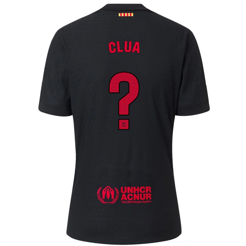 Danxen Børn Genís Clua #0 Sort Rød Udebane Spillertrøjer 2024/25 Trøje T-Shirt