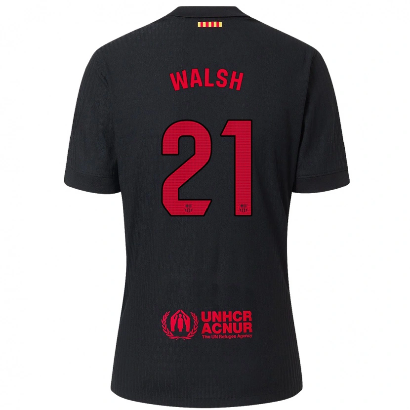 Danxen Børn Keira Walsh #21 Sort Rød Udebane Spillertrøjer 2024/25 Trøje T-Shirt