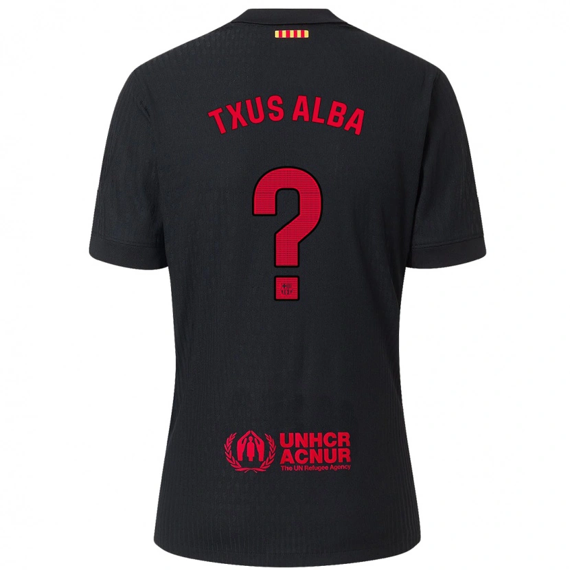 Danxen Børn Txus Alba #0 Sort Rød Udebane Spillertrøjer 2024/25 Trøje T-Shirt