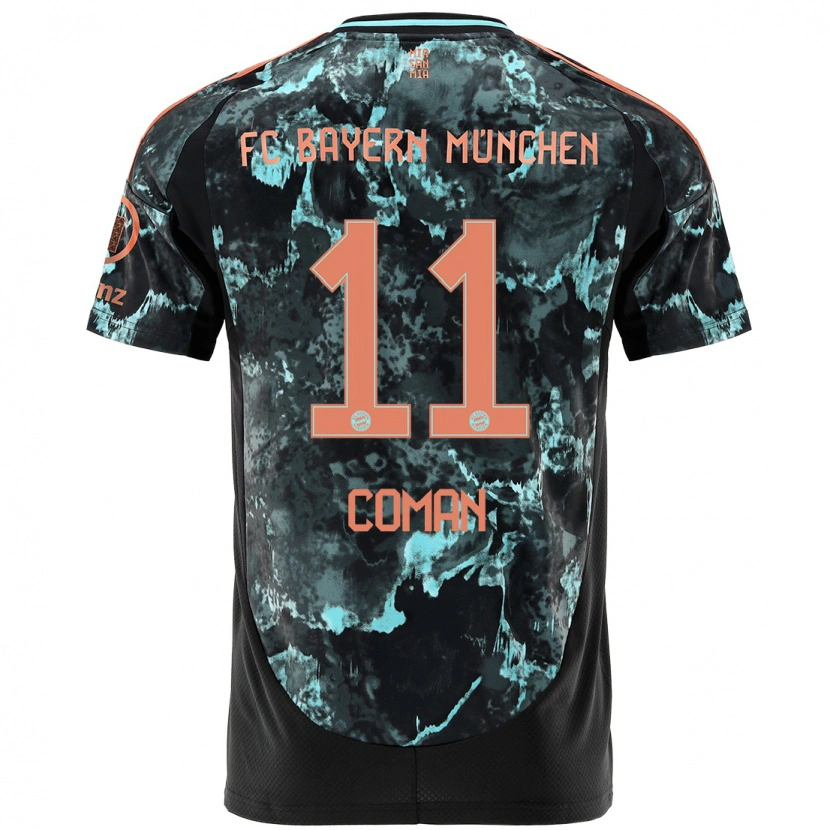 Danxen Børn Kingsley Coman #11 Sort Udebane Spillertrøjer 2024/25 Trøje T-Shirt