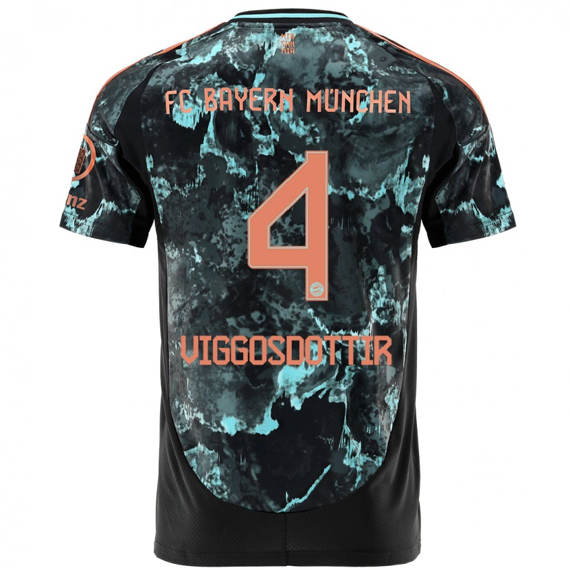 Danxen Børn Glódís Perla Viggósdóttir #4 Sort Udebane Spillertrøjer 2024/25 Trøje T-Shirt