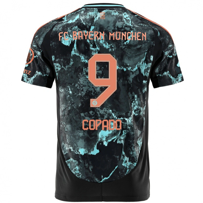 Danxen Børn Lucas Copado #9 Sort Udebane Spillertrøjer 2024/25 Trøje T-Shirt
