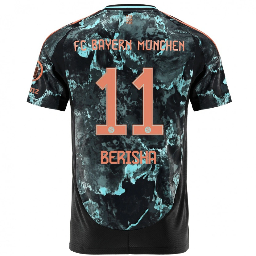 Danxen Børn Dion Berisha #11 Sort Udebane Spillertrøjer 2024/25 Trøje T-Shirt