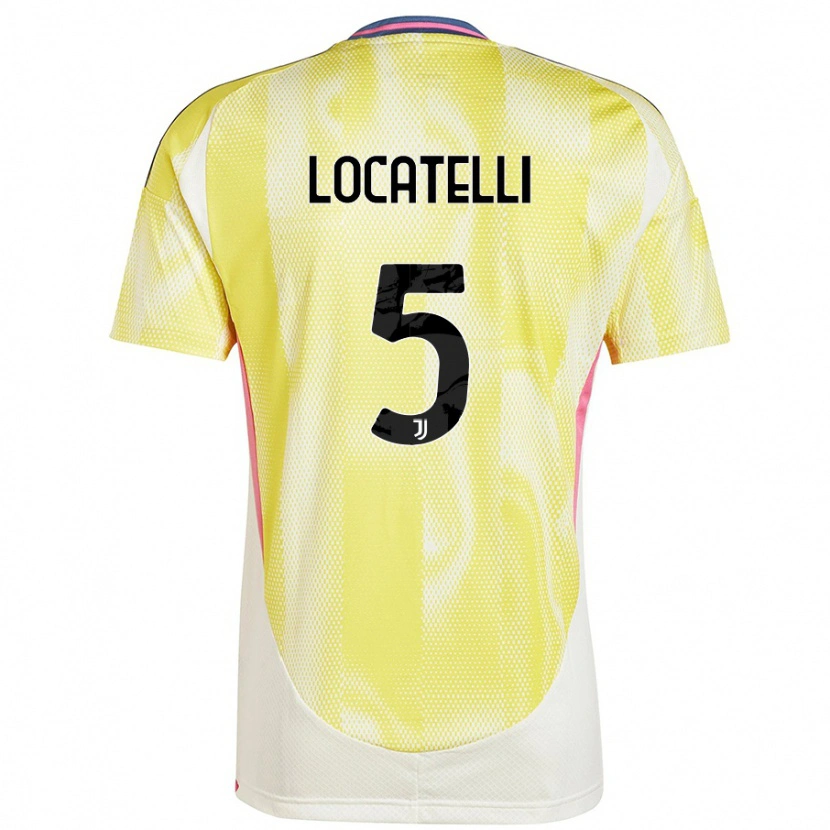 Danxen Børn Manuel Locatelli #5 Solgul Udebane Spillertrøjer 2024/25 Trøje T-Shirt