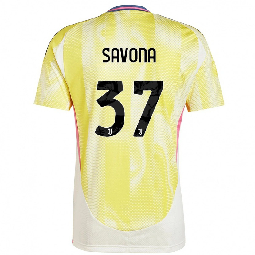 Danxen Børn Nicolò Savona #37 Solgul Udebane Spillertrøjer 2024/25 Trøje T-Shirt