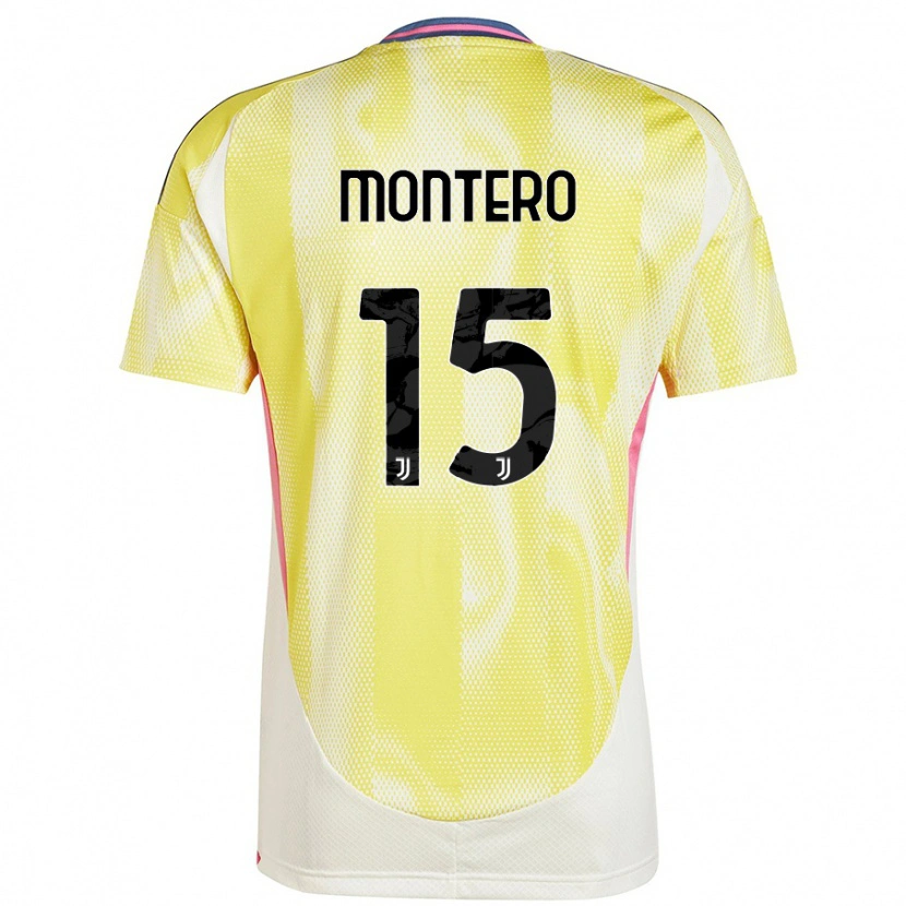 Danxen Børn Alfonso Montero #15 Solgul Udebane Spillertrøjer 2024/25 Trøje T-Shirt